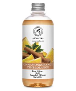Raumduft Diffuser Nachfüller Zimt & Orange 500 ml - mit Ätherischem Zimtöl und Orangenöl - für Zimmersachbearbeitung - R