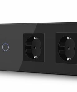 Touch Lichtschalter mit Steckdose 1 Fach 1 Wege für Wohnraum und Schlafzimmer | BSEED Glas Touch-Panel Lichtschalter un