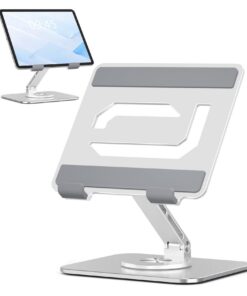 ToBeoneer Tablet-Ständer mit 360° drehbarer Basis – verstellbarer Aluminium-Tischständer für iPad-Halter, perfekt für Bü
