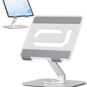 ToBeoneer Tablet-Ständer mit 360° drehbarer Basis – verstellbarer Aluminium-Tischständer für iPad-Halter, perfekt für Bü