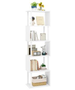 IBUYKE Bücherregal mit 6 Ebenen für Wohnzimmer und Home Office | Raumteiler Bücherregal S-förmig IBUYKE WBC016W | IBUYK