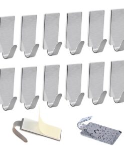 Kleine selbstklebende Edelstahl-Haken 12 PC für Bad und Küche | Selfklebende starke Edelstahl-Haken ohne Bohren für Han
