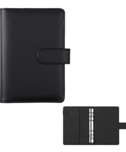 A6 Binder, PU Leder Abdeckung, für Persönliche Planer und Budget-Umschläge (Schwarz)