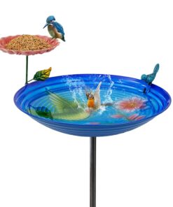 Vewogarden Hochwertige Metall Vogeltränke 114,3 cm für den Garten und Terrasse, ideal für stehende Tränke und Futtersta
