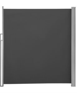 WOLTU Ausziehbare Seitenmarkise, 160x350 cm, Anthrazit, für Balkon und Terrasse, Sonnenschutz und Windschutz