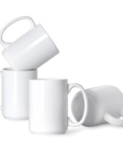 Smilatte Porzellan Kaffeetassen 450ml Set 4er Groß mit Griff