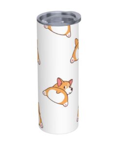 YXDVPALNE Süße Corgi-Hintern Wasserflasche für Outdooraktivisten 20 Unzen Vakuum Tumbler Edelstahl Becher
