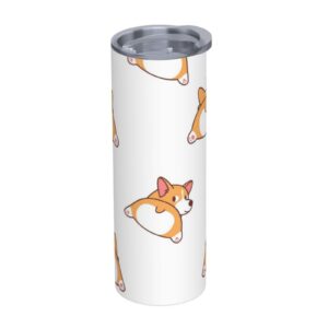 YXDVPALNE Süße Corgi-Hintern Wasserflasche für Outdooraktivisten 20 Unzen Vakuum Tumbler Edelstahl Becher