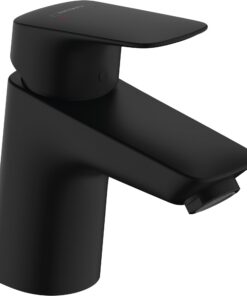 Hansgrohe Logis EcoSmart Wassersparender Wasserhahn mit Push-Open Ablauf für Waschtisch Mattschwarz