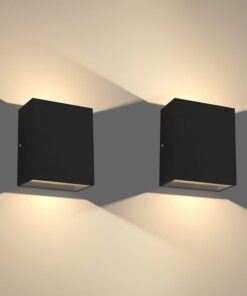 Klighten 2 Stück Wasserdichte Außen- und Innentäuschte LED Wandbeleuchtung, 7W, 3000K Warmweiß, Aluminium, Schwarz, IP65