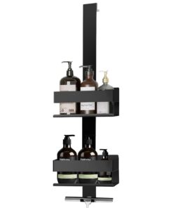 Dekord Duschregal ohne Bohren Edelstahl, Hängeregal für Duschwand mit 4 Haken, Badezimmer Organizer für Shampoo Duschgel