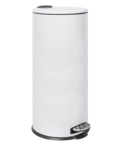 Harbour Housewares Weißer 30L Rundes Edelstahl Treteimer für die Küche - Schlank Design und praktische Funktion mit Deck