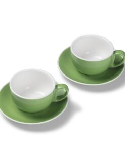 2er Milchkaffee-Tassen Set Grün 350 ml Porzellan Spülmaschinenfest Italienisches Design