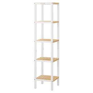 SONGMICS Badezimmerregal für Bad und Küche mit 5 Ebenen, wolkenweiß-naturbeige, 33 x 33 x 146 cm, modernes Standregal au