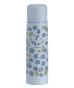 Suavinex Thermoskanne, Baby Unterwegs, 500 ml Isolierflasche, Edelstahl, Herzhaft Schraubverschluss, Heidelbeere, Blau,