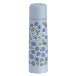 Suavinex Thermoskanne, Baby Unterwegs, 500 ml Isolierflasche, Edelstahl, Herzhaft Schraubverschluss, Heidelbeere, Blau,