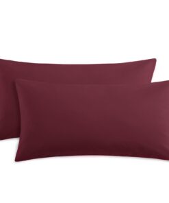 RUIKASI Oeko Tex Kopfkissenbezug 40x80cm - Burgunderrot, Reißverschluss, Mikrofaser, Doppelpack Set,ideal für Families u