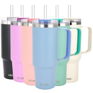 Drinco BigSur Edelstahlbecher Himmelblau - isoliert, mit Griff und Strohhalmdeckel für kalt und heiß, 1,1 l