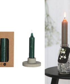 NaDeco Rustikal Dinner-Kerzen, Set mit 6 STK, Moosgrün | Spitzkerze | Taper Candle | Vintage Kerzen