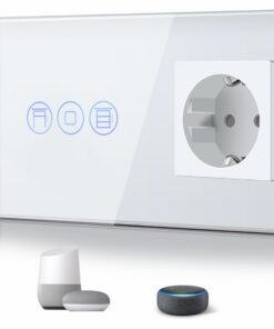 BSEED WiFi Smart Alexa Rolloschalter Weiß + Kompatibel mit Google Home und Tuya - Für Jalousien - Glas Touchscreen + Neu