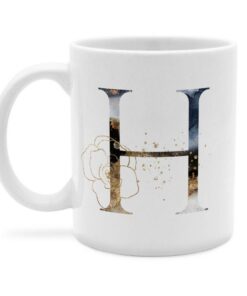 printplanet Tasse mit Buchstabe H - Beidseitiger Druck - Weißer Kaffeebecher Mug