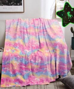 Kuscheldecke Kinder Einhorn, warme Flauschige Geschenk für Jungs (Einhorn B, 130x150cm), decke leuchtet im Dunkeln
