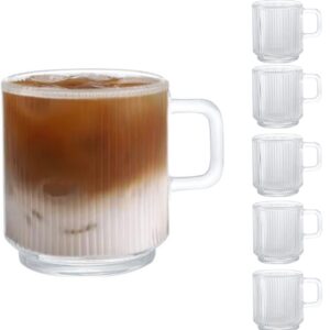 D.M DESIGN Master vertikale Streifen Gläser 6-Stück 350ML Kaffeeglarst-Teeglas hält warm für Latte Tee Getränke