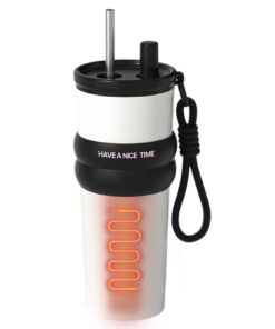 Ruwshuuk Thermobecher Großvolumig Trinkhalm 710ml Pendler Getränkeflasche Auslaufsicher