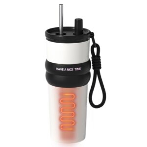 Ruwshuuk Thermobecher Großvolumig Trinkhalm 710ml Pendler Getränkeflasche Auslaufsicher