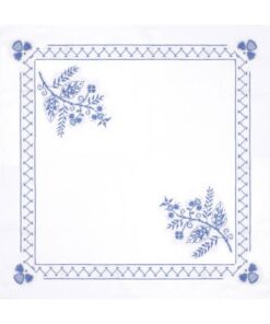 Trimits Kreuzstich-Set – Tischdecke – inklusive bedrucktem Stoff, Fäden, Nadel und Anleitung (in Englisch), 80x80 cm, bl