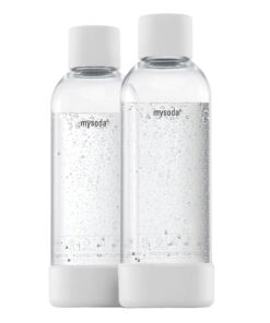 Mysoda Wasserflasche für Wassersprudler - BPA-freies Plastik, Quick-Lock Schnellverschluss, Holzkomposit Details, 2 x 1L