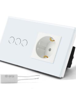 BSEED Dimmable Schalter mit Steckdose für LED-Lampen, Glas-Schalter ohne WiFi, 240V, 1 R Klapp, perfekte Stimmungserzeug