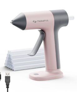 Kabellose Heißklebepistole Akku - Ideal für DIY & Reparaturen - Anti-Tropf-Düse - Rosa Kabellose Heißklebepistole Akku