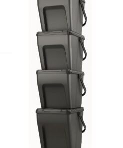 Mülleimer Set 4x25L - Robust für Indoor & Outdoor -ideal für Mülltrennung & Recycling