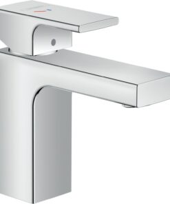 Hansgrohe Waschtischarmatur Vernis Shape, wassersparend, für Bad mit Auslauf Höhe 100 mm, modern chromieren Zugstange