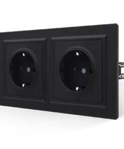 Schwarz matt Doppelsteckdose mit Glattes Hautgefühl 16Amp Schuko Steckdose, 2 Fach, 155 * 84mm, 250V | 16Amp Schuko Ste