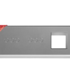BSEED Rahmen Glasrahmen Panel für Lichtschalter und Steckdose Kristall Glasscheibe | Grau | Wandlichtschalter und Steckd