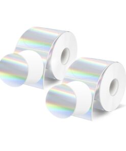 300 Stück holografische Silber Thermoleiterschriften, round Aufkleber für DIY, wasserfest, ölbeständig, langlebig - perf
