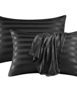 Damier Schwarz Kissenbezüge 40x80 Satin Glänzend für Haar und Hautpflege Seidig Glänzend Kopfkissenbezug 2er Pack