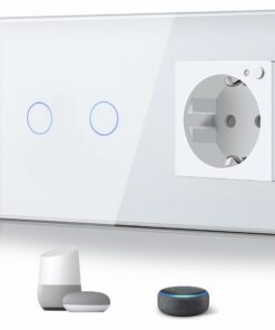 BSEED WiFi Smart Alexa Lichtschalter Weiß (Neutrale Leitung Benötigt) | BSEED Glas Touchscreen-WLAN Lichtschalter Kompa