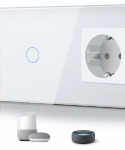 BSEED Smart WLAN Lichtschalter, Glas Design, Weiß, kompatibel mit Alexa/Tuya/Google Home | BSEED 1 Fach 1 Weg Smart WLA