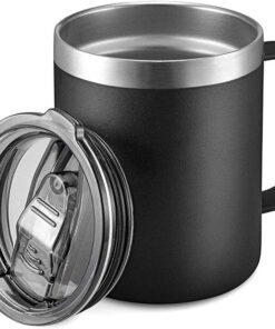 Oneklik Thermobecher mit Henkel für Reiseden Kaffee auslaufsicher 12 Unzen Schwarz Oneklik Kaffee Thermobecher 12 Unze