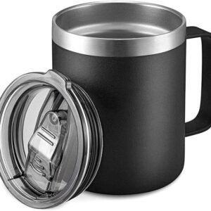 Oneklik Thermobecher mit Henkel für Reiseden Kaffee auslaufsicher 12 Unzen Schwarz Oneklik Kaffee Thermobecher 12 Unze
