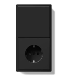 Lichtschalter mit Steckdose Schwarz 1 Fach 1 Weg Doppelt Wandschalter | Einfache Montage 80 * 150mm Unterputz Steckdose