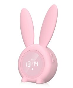Kinderwecker Digitale Lichtwecker Creative Nachtlicht Mädchen RabTier Cute Hase Snooze-Funktion Rosa