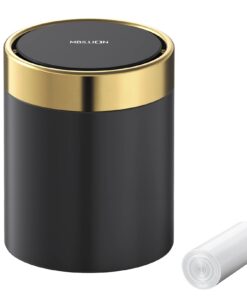 Mbillion Mini-Mülleimer mit Deckel Edelstahl 1,5L für Schreibtisch Büro Auto (Schwarz)