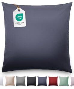 Blumtal Mako Satin Kissenbezug 80x80 - Baumwollbezughemd für Kopfkissen - Edles Dekorn auf Sofa und Bett - 100% Baumwoll