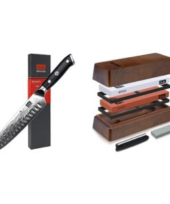 SHAN ZU Santokumesser 67 Schichten für Küchenmesser und Schleifsteine mit Aufbewahrungsbox | SHAN ZU Damast Santokumess
