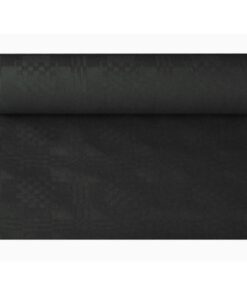 PAPSTAR Damastprägtes Papiertischtuch Schwarz 8m x 1,2m für Essensservierung Einwegtischdecke