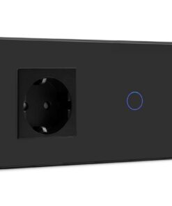 BSEED Steckdose mit Lichtschalter für Hauswände, Glas Touch Lichtschalter Unterputz Schalter Schwarz (Nicht Smart Schalt